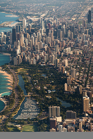 Aerial view of Lincoln Park & Downtown